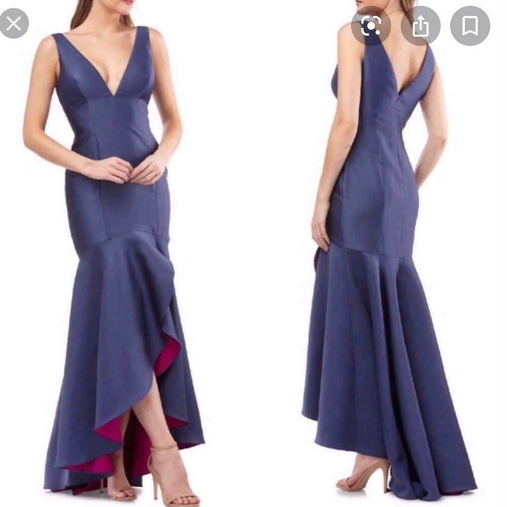 Carmen Marc Valvo infusion satin hi low gown